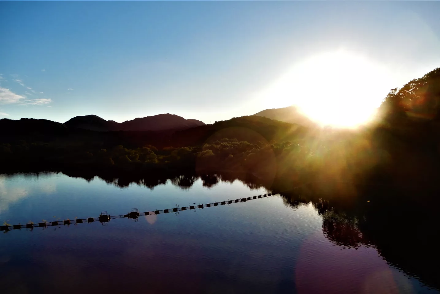 Late summer sunset at Lake Nanatsumori, Miyagi, Japan.1