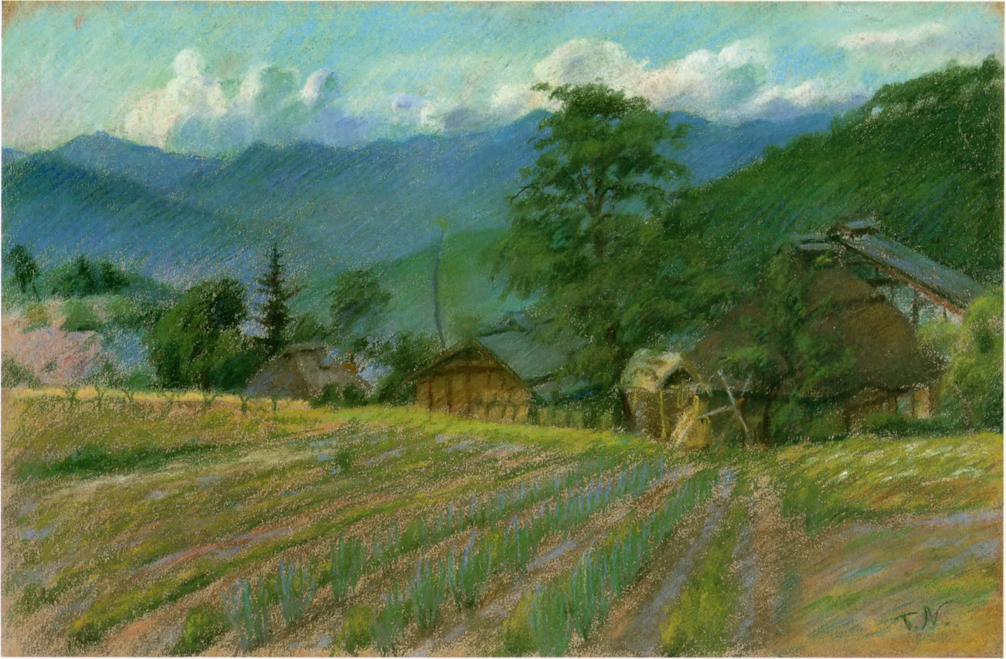 NakamuraTsune-1914-View of Hotaka Village.png