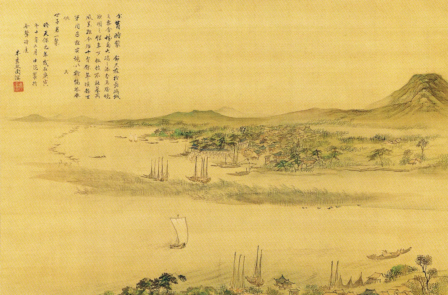 Haruki Nanmei Nagashima Kuwana Landscape 春木南溟筆 長島桑名真景図.jpg